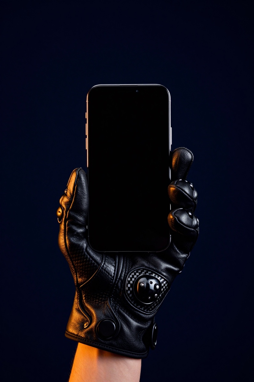 A rider's gloved hand holding LoopSiege